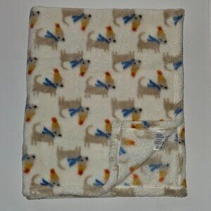 Sandy & Simon Fleece Baby Blanket 30x36 Brown Puppy Dog Wearing Blue Scarves